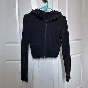 ALO Yoga Black Zip Front Hooded Jacket